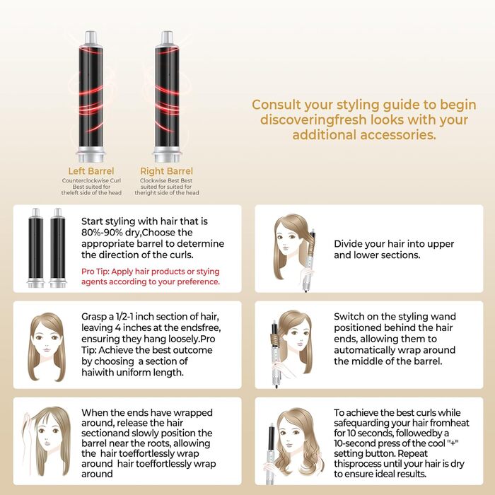 OKWRAP Airstyler Hair Styler Set 7 в 1: Фен, плойка, щітка для волосся, іонізація, 110000 об/хв, тиха робота