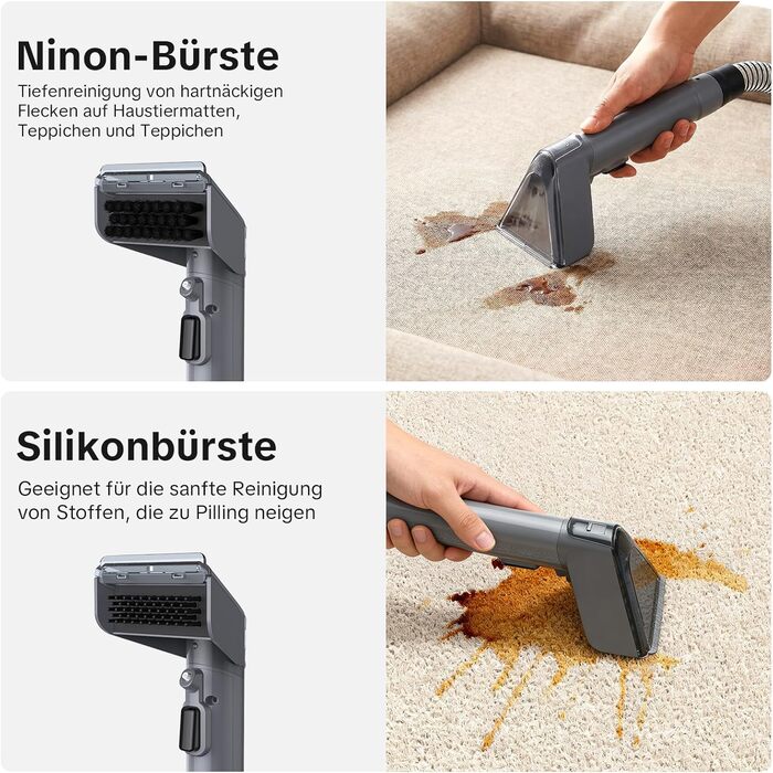 Lubluelu Пылесос для чищення мягкой мебели и ковров, 600 Вт - 18 кПа, портативный, с самоочисткой и длинным шлангом для ковров, диванов и салона автомобиля, серый