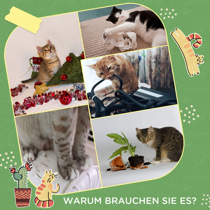 PawHut Дряпак для котів, дизайн кактуса Φ 49 x 111 см з 2 ярусами та іграшковою кулькою, стійкий котячий комплекс для кошенят зеленого кольору