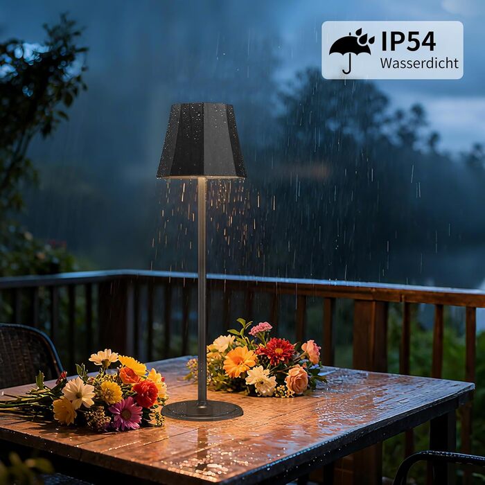 Бездротова LED-лампа Suright для столу з 3 кольоровими режимами + RGB, регульована яскравість, сенсорне управління, водонепроникність IP54, чорна