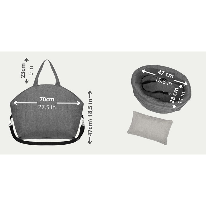 Чохол-переноска для собак та котів Petsen 3в1 – автокрісло, переноска, сумка – ручної роботи в ЄС – миється, з подушкою (Бежевий)