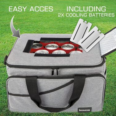 Foldable Cooler Bag 25L/45L/52L - Outdoor Cooler Box with 16h Cooling Function and Carrying Straps, Waterproof Picnic Bag Insulated Bag with Shelf, Insulated Bag - Anthracite or Grey - IceBreezer (Grey - Size S: 25L)