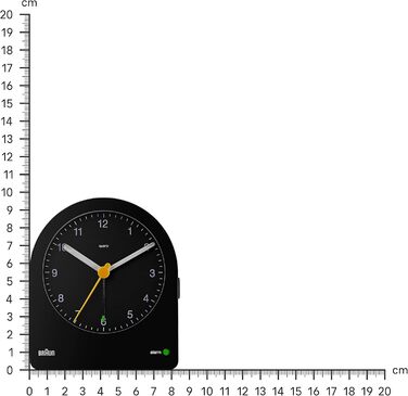 Braun Classic Analog Alarm Clock with Snooze Function and Continuous Backlight, Quiet Quartz Movement, Crescendo Alarm in Black, Model BC22B.