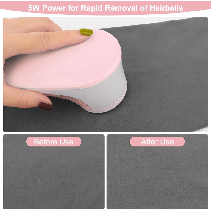 Електричний видальник ворсу для одягу та в'язаних виробів з USB-кабелем та 2 змінними лезами (рожевий)