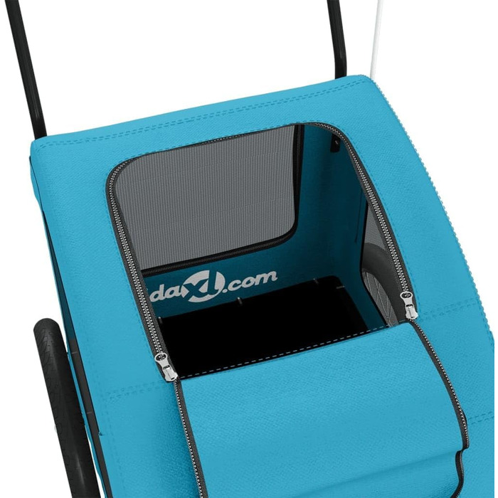 Фургон для собак VidaXL - блакитний, до 30 кг, з прапором та відбивачами, Oxford-Gewebe, 63.5 x 124.5 x 66 см