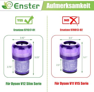 Фільтр HEPA для Dyson V12 Detect Slim Absolute Extra (3 шт) - Оригінальний змінний фільтр #971517-01