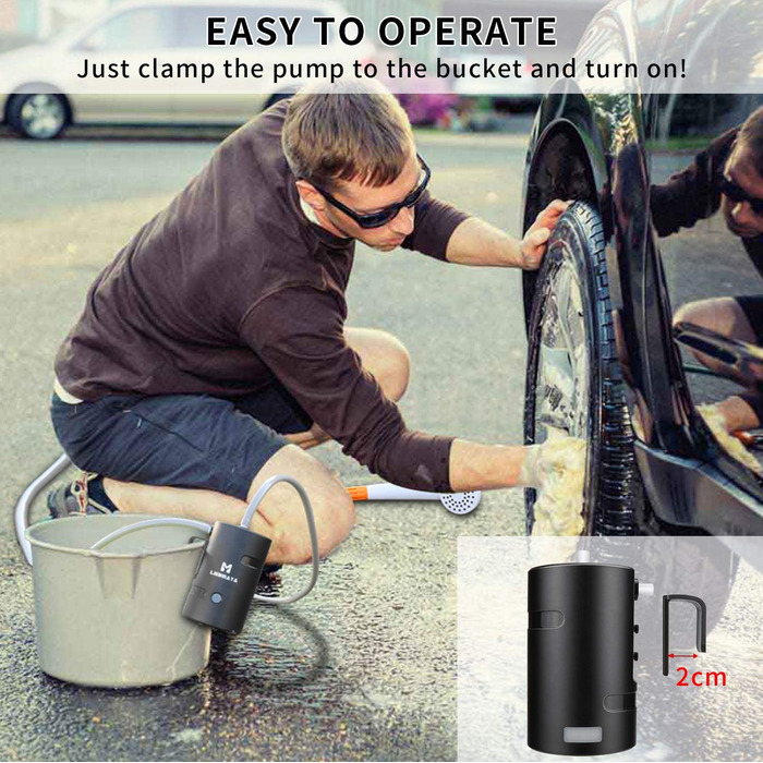 12V Portable Outdoor Shower, Outdoor Shower, Camping Shower with 4400mAh Battery USB Charging Powered Shower Pump for Camping, Hiking, Travel, Garden, Beach, IPX7 Waterproof