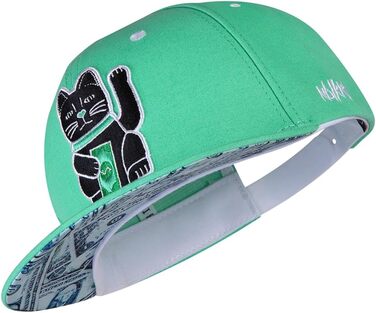 Кепка Nebelkind Snapback для чоловіків та жінок, універсальний розмір, регульована, унісекс, якісна бейсболка в стилі streetwear, ретро білий (м'ятно-зелений)