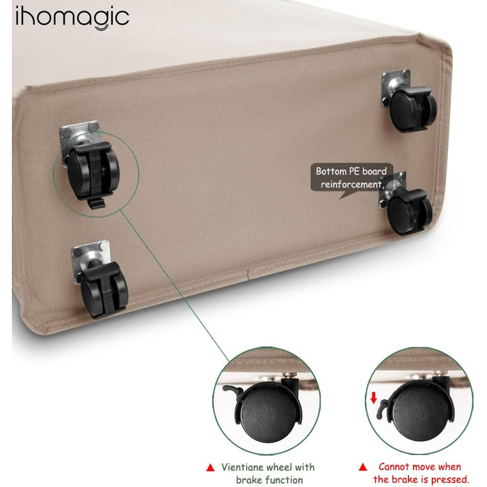 IHOMAGIC 40 л Тонкий кошик для зберігання з ручками, складаний тканинний кошик для білизни на колесах, вузький переносний кошик для брудної білизни, іграшок, рушників, пледів (хакі)