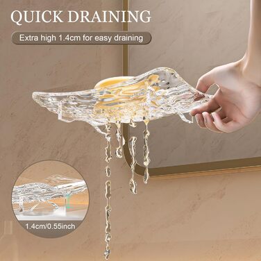 Миска для мила з піддоном для стікання води, водонепроникна мильниця без свердління, мильниця для душу, підставка для мила з дренажем для ванної, балкону, кухні, легке очищення