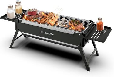 Portable Charcoal Foldable Grill, Outdoor Cooking for Travel, Camping Smoker BBQ Grill, Stainless Steel Tabletop, Portable