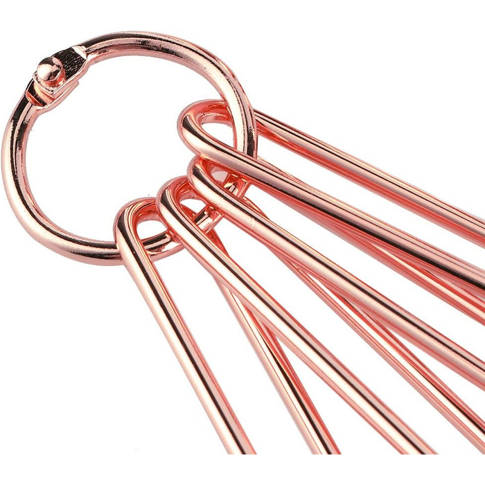 8-Piece Measuring Cup and Spoon Set, Stainless Steel Measuring Spoons with Buckle, Kitchen Baking Accessories for Milk-Tea Shops, Bars, Cafés, Kitchen Utensils (Color: Rose Gold)