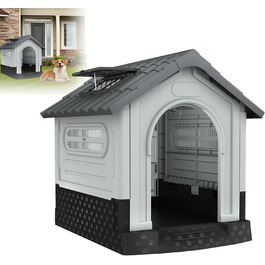 Будка для собак Median, пластикова, вологостійка, сірого кольору (79.5 x 70.5 x 78 см)