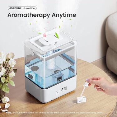 Розумний зволожувач повітря для спальні, велика кімната, 6 л, з дифузором для ефірних олій, керування через додаток та голосове управління, для дитячої кімнати та рослин, білий