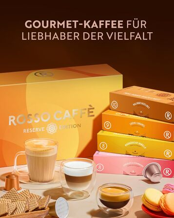 Капсули ROSSO CAFFÈ Nespresso Reserve Edition (80 шт.) - 8 сортів преміум еспресо, суміш, сумісні з Nespresso, Made in Italy