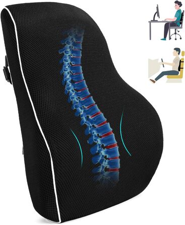 Ортопедична подушка для спини з Memory Foam для офісного крісла та дивана, чорна