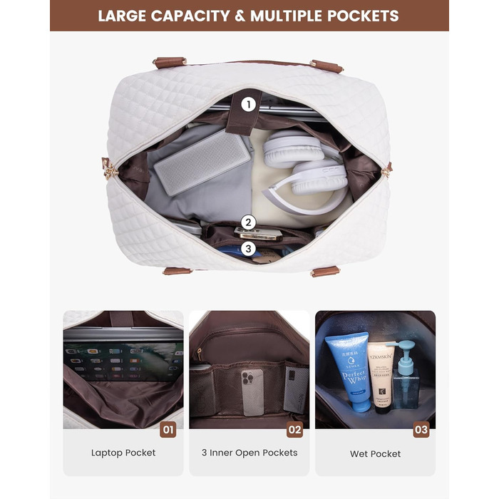 Спортивна сумка LOVEVOOK для жінок, велика ручна поклажа, дорожня сумка-дуffel, XL (2 шт., бежевий, чорний, коричневий)