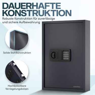 Шкафчик для ключів ACROPAQ з кодовим замком – на 100 ключів, з 100 брелоками, з електронним захистом. Великий сейф для ключів, кодовий замок, ключовий сейф