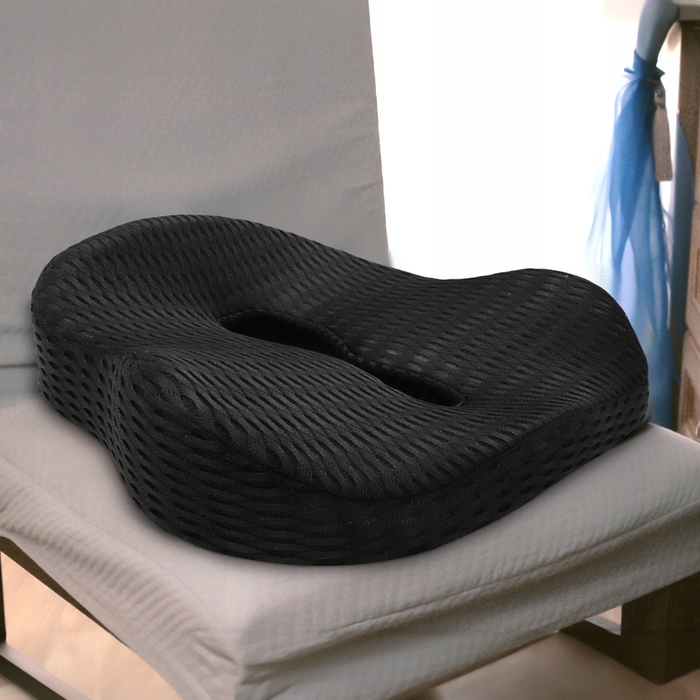 Ортопедична подушка для сидіння Medi Sleep, чорна, з ефектом пам'яті (Memory Foam), розмір M