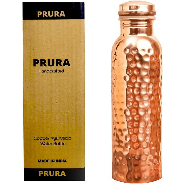 Ayurvedic copper water bottle, leak-proof, pure copper vessel 900ml/30oz, design 9
