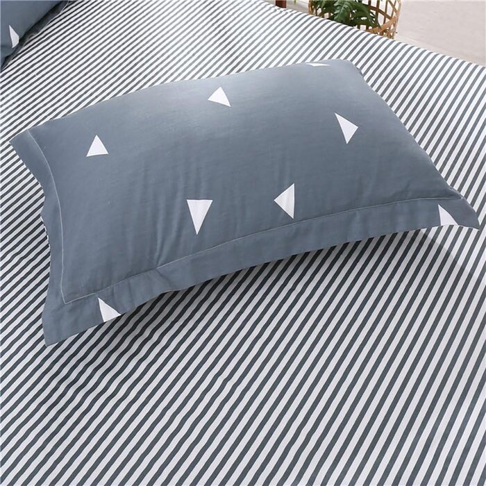Комплект постільної білизни Uozzi Bedding Queen: 3 шт., блакитний, сірий, трикутник, 800 TC, мікрофібра, блискавка, 4 стрічки, сучасний літній стиль для жінок та чоловіків (Сірий, King Size)