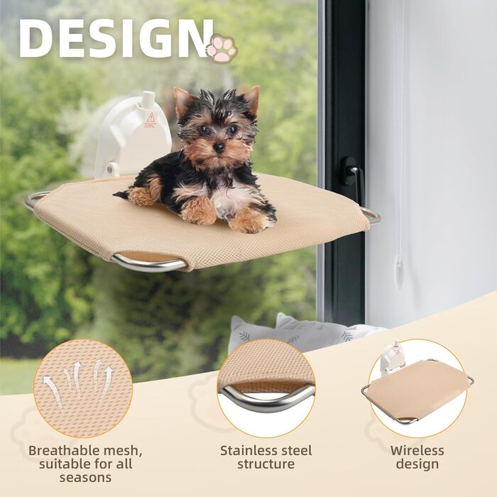 Крісло-гамак для кота ITSOGOO на вікно, кріпиться на присосках, 46x30 см, до 25 кг