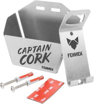 FENNEK Captain Cork | Bottle Opener with Basket | perfect for every outdoor kitchen, bar, workshop, and party cellar | made of stainless steel | Made in Germany