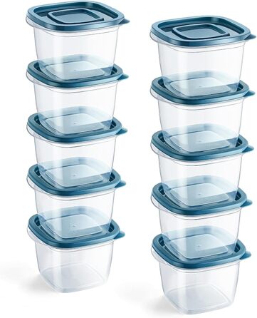 Контейнери для їжі EFISH 20 шт. з кришкою, прямокутні, пластикові, 500 мл, для школи, роботи, подорожей