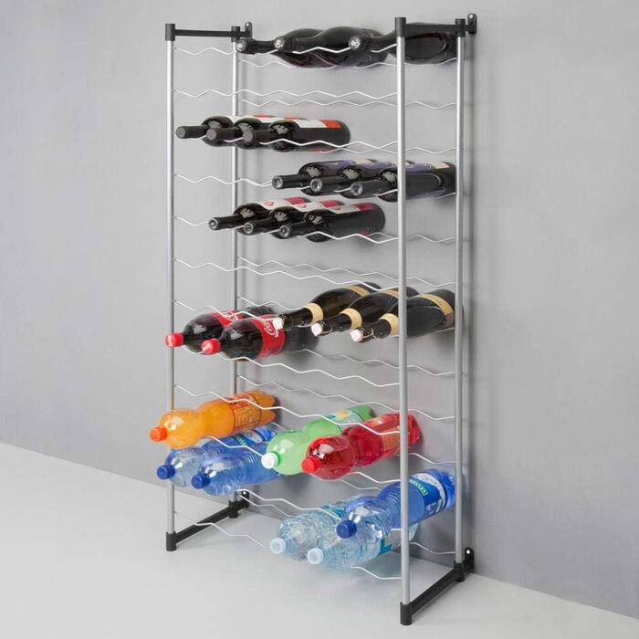 Metaltex Bottle Rack, Metal, Grey, For 72 Bottles