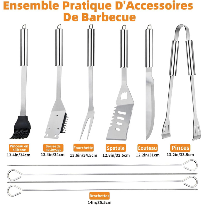 Набір аксесуарів для гриля з нержавіючої сталі 28 шт. для басейну, кемпінгу, подарунок на День батька, день народження, Різдво з кейсом для зберігання