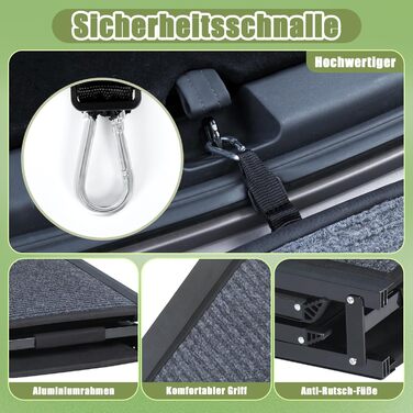 Рампа для собак SMONTER 180 см, автоскладана, з високоякісним покриттям, для легкових, вантажних автомобілів та SUV. Підходить для великих та середніх собак, чорного кольору.