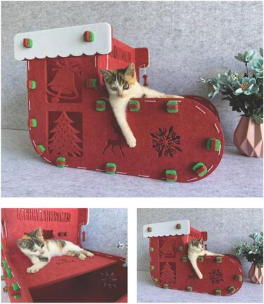 Кіт-будинок Petix Indoor великий, червоний, XXL (58×42×40 см) – для сну та ігор, різдвяна кучечка