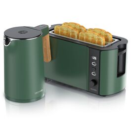 Набір кухонної техніки Arendo: електрочайник з регулюванням температури та тостер з 4-ма слотами (зелений)