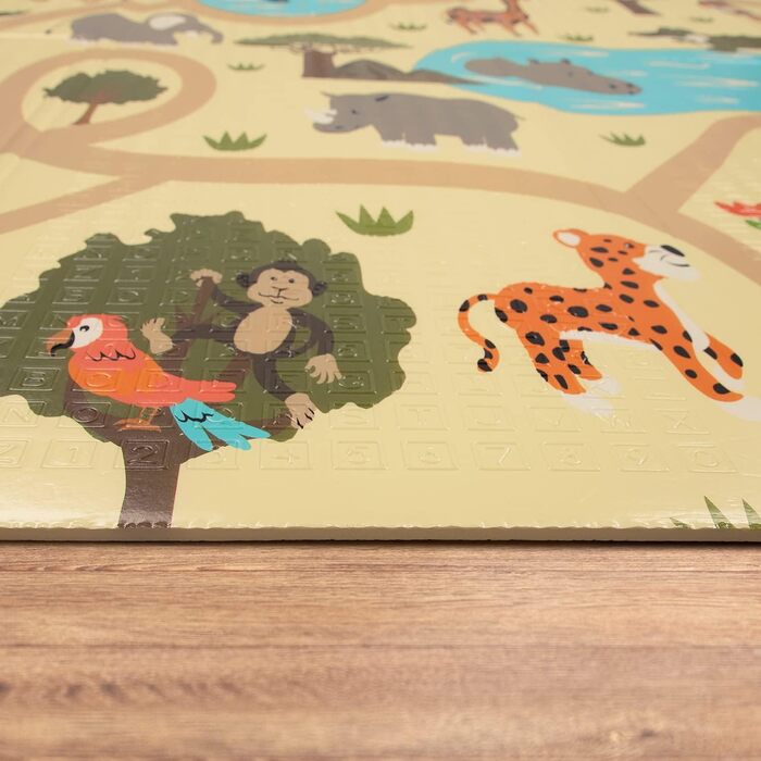Paco Home Play Mat, Crawling Mat, Baby/Kids Mat, Foldable, Reversible, Animal Motif, Size: 180x200 cm, Color: Multicolor 3, 180 x 200 cm (Rectangular), Multicolor 3