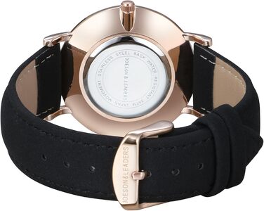 Жіночий годинник на батарейці: аналоговий, чорний корпус рожевого золота