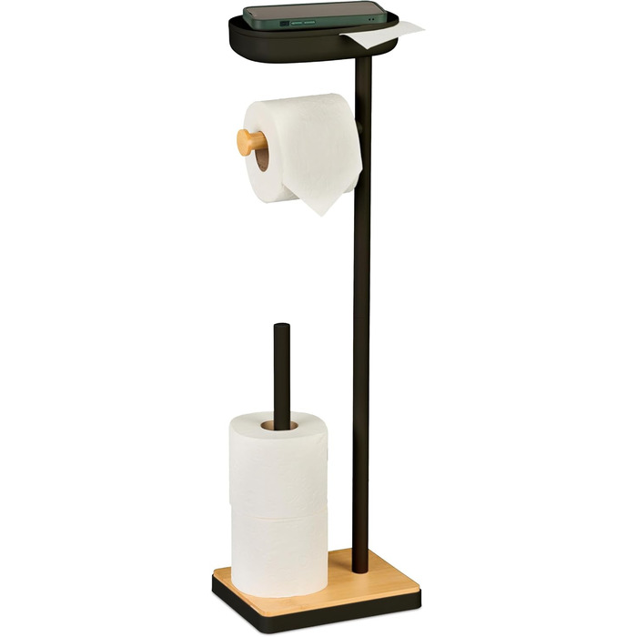 Підставка для туалетного паперу Relaxdays з полицею, 68x20,5x16 см, білий/натуральний колір