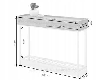 Консольний столик Mebel-Partner бетон, чорний матовий, 117 x 85 x 27 см