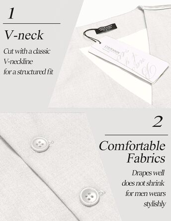 Жилет чоловічий шкіряний COOFANDY Casual Western, V-подібний виріз, 3XL, білий/опільний сад