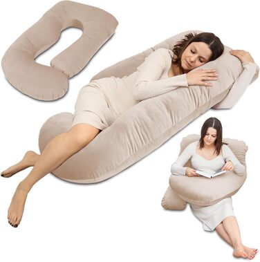 Подушка для вагітних Totsy Baby XXL, 180 см, бежева: подушка для сну на боці, подушка для годування, комфортна форма J