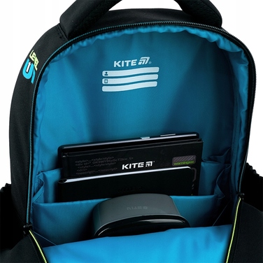 Шкільний багатокамерний рюкзак Kite, чорний, 15 л