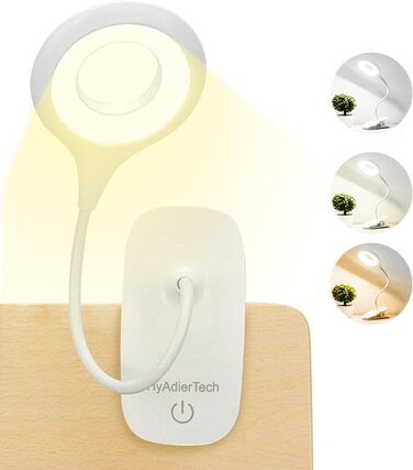 LED-лампа для читання HyAdierTech з гнучким шийкою, USB-зарядка, 40 світлодіодів, 3 кольори, 3 рівні яскравості, захист очей, настільна лампа