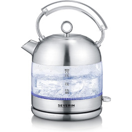 SEVERIN WK 3459: Ретро чайник зі скла та нержавіючої сталі, 1.7л, електричний