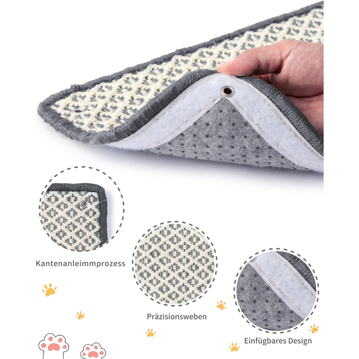 Килимок для котів JanYoo від подряпин, сизаль, 60x25 см (2 шт.) - захист від когтів для меблів