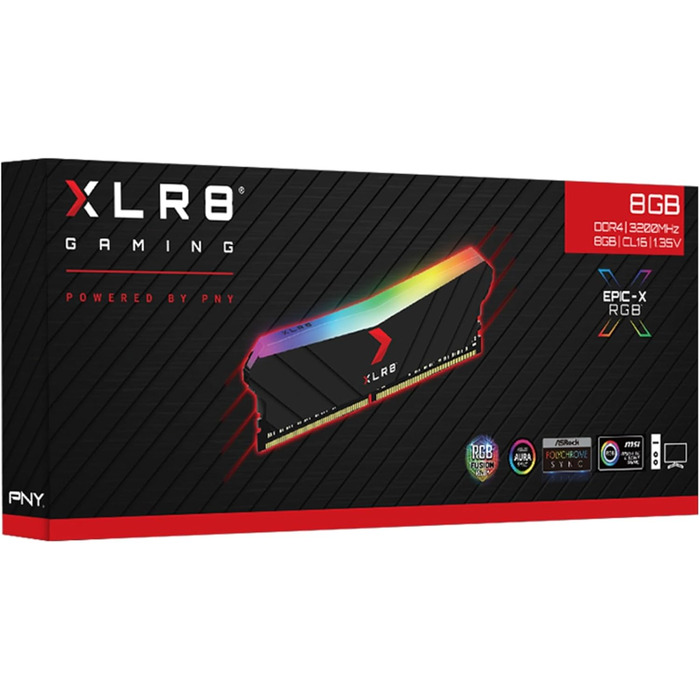 Пам'ять для ПК PNY XLR8 Gaming Epic Dual Pack DDR4 RGB 3200MHz (2x8GB) Чорний