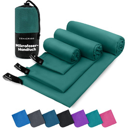 Набір рушників Zenacross з мікрофібри (3 шт.) з сумкою для перенесення - швидковисихаючі та універсальні фітнес-рушники - розміри XS, S, M - Petrolgrün (3 шт.) - XS + S + M