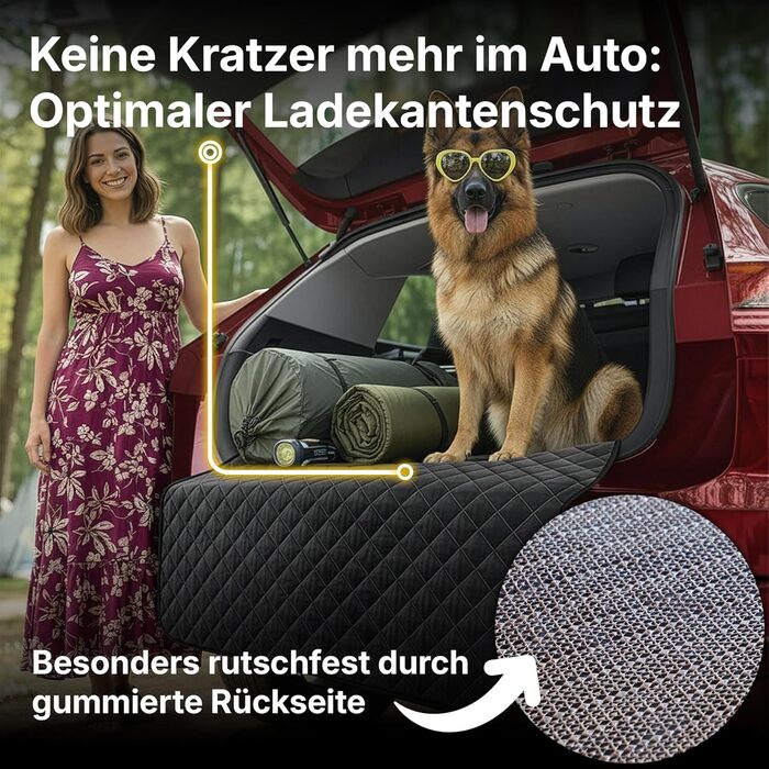 Захист для багажника автомобіля для собак Преміум-якість - Водонепроникний та стійкий до подряпин - Автомобільна підстилка для собак з кишенею - Захист багажника та захист краю вантажного отвору (з прострочкою)
