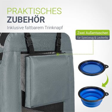 Juskys Collapsible Dog Carrier Box with Blanket, Bag & Handles - Portable Dog Travel Box for Dogs, Cats & Pets - Oxford Fabric Dog Crate, Car Pet Carrier - Grey (70x50x52 cm)