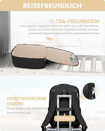 Чорний жіночий рюкзак OVEVOOK для подорожей, 40 л, для ноутбука 17