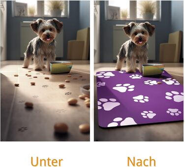 Підкладка під миску для кота JanYoo 50x35 см, вологостійка, неслизька, сіра/фіолетова