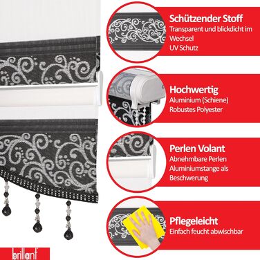 Double Roller Blind Klemmfix No Drilling White Silver 200 x 60 cm (Length x Width) Duo Roller Blind Blackout with Beads, Shimmers, Pleated Blind Window Door Zebra Blind Clamp Roller Side Pull Roller Blind (Grey Silver, W50 x H200 cm)